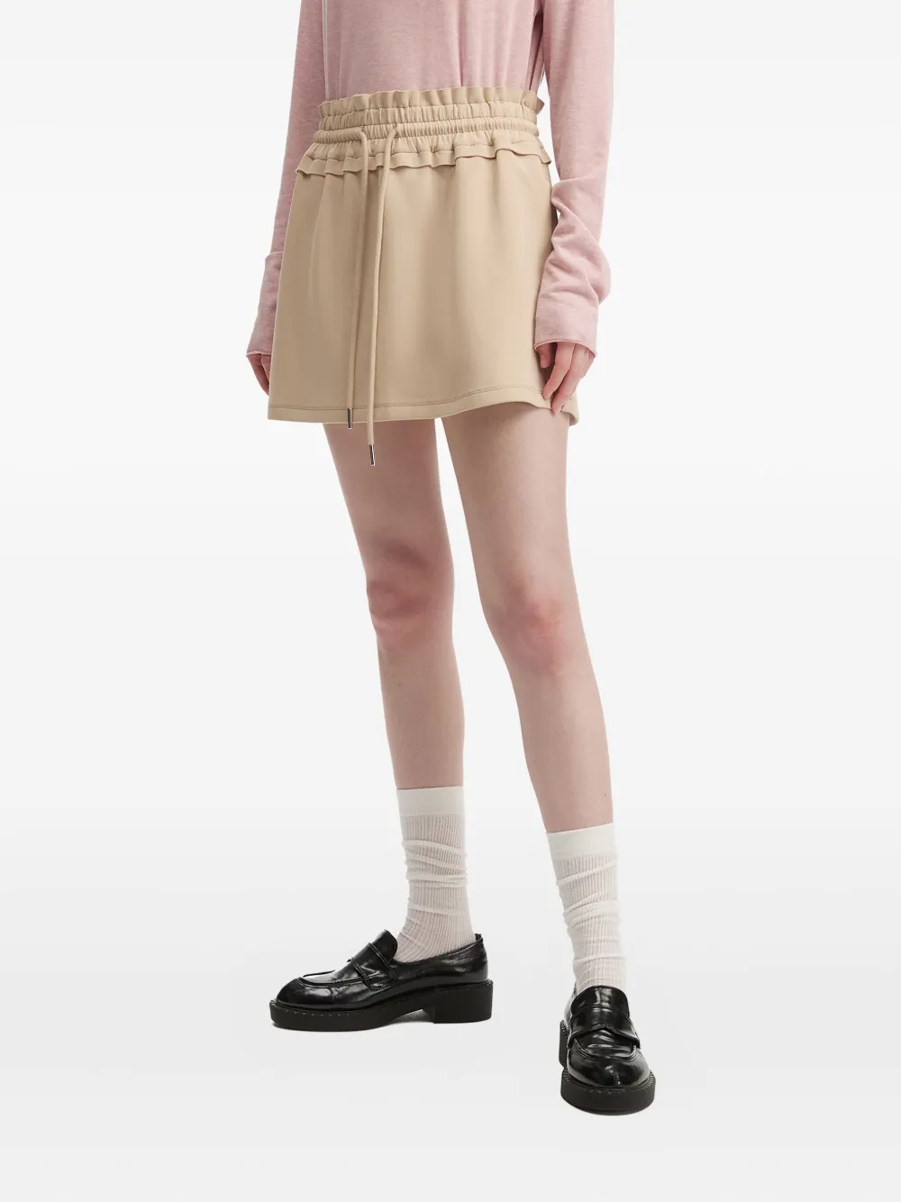 b+ab Mini-rok met ruches Beige