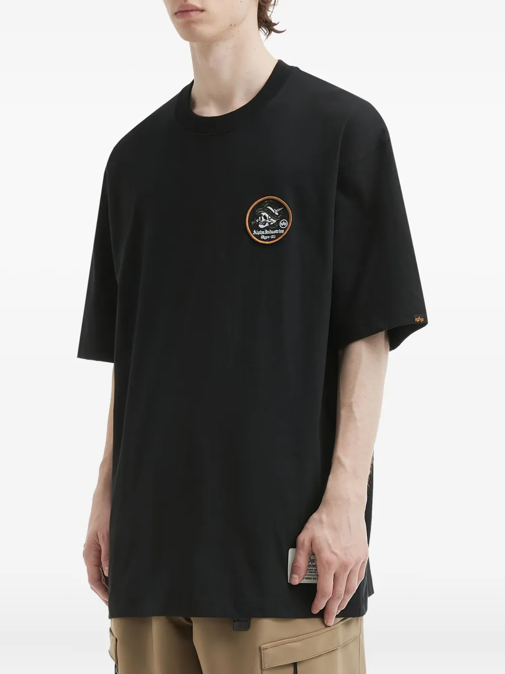 Alpha Industries Skull-patch Cotton T-shirt In Black