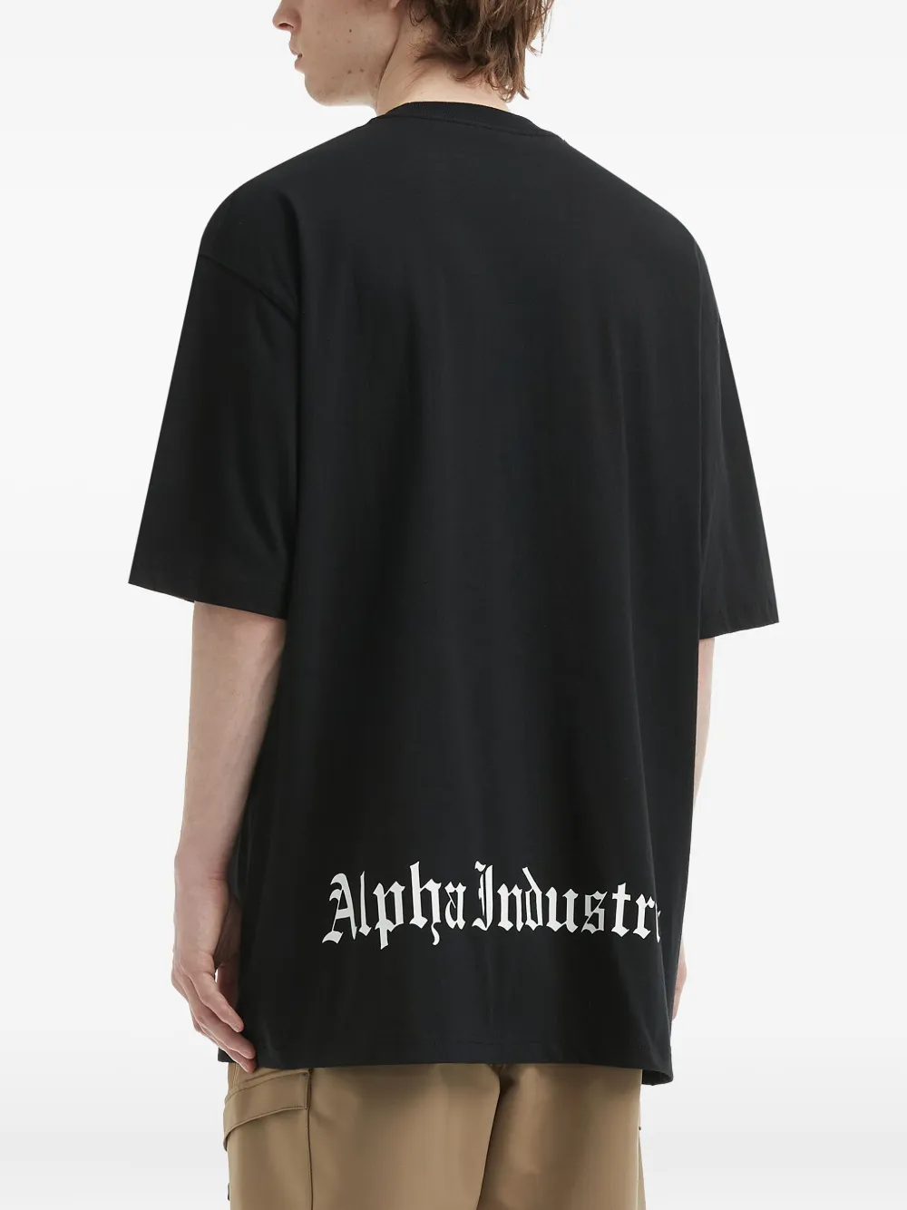 Alpha Industries Skull-patch Cotton T-shirt In Black