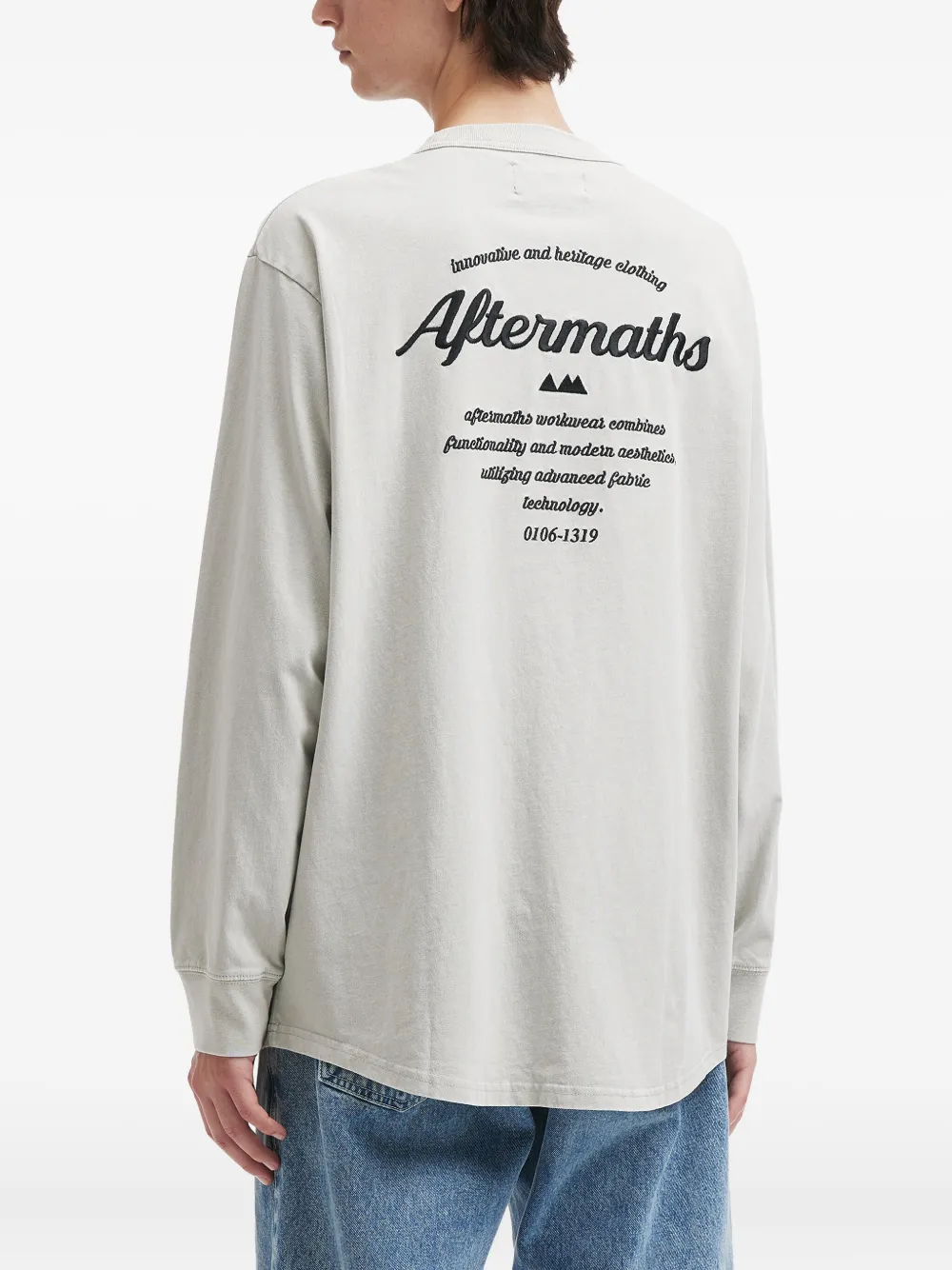 Aftermaths Logo-embroidered Long-sleeve T-shirt In Gray