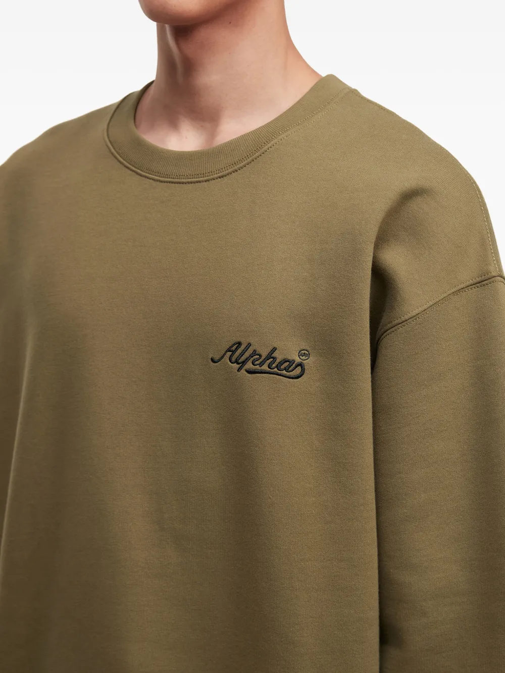 Alpha Industries Embroidered-logo Crew-neck Sweatshirt In Neutral