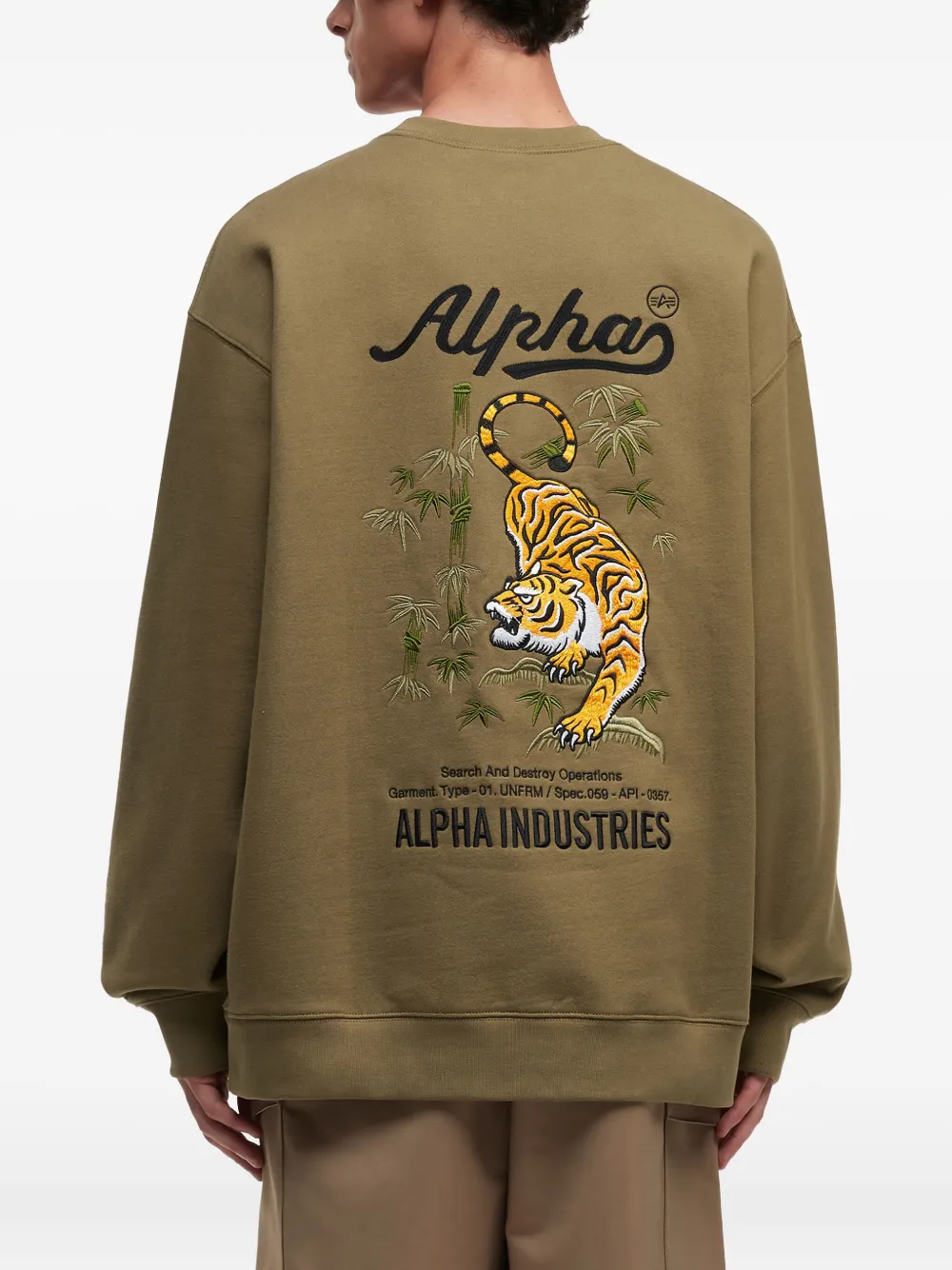 Alpha Industries Embroidered-logo Crew-neck Sweatshirt In Neutral