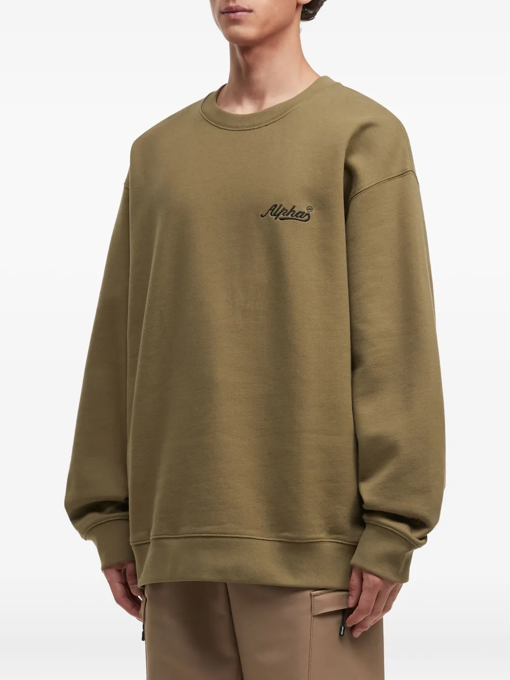 Alpha Industries Embroidered-logo Crew-neck Sweatshirt In Neutral
