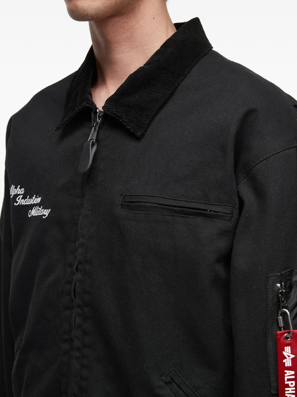Alpha Industries Embroidered Pocket Jacket In Black