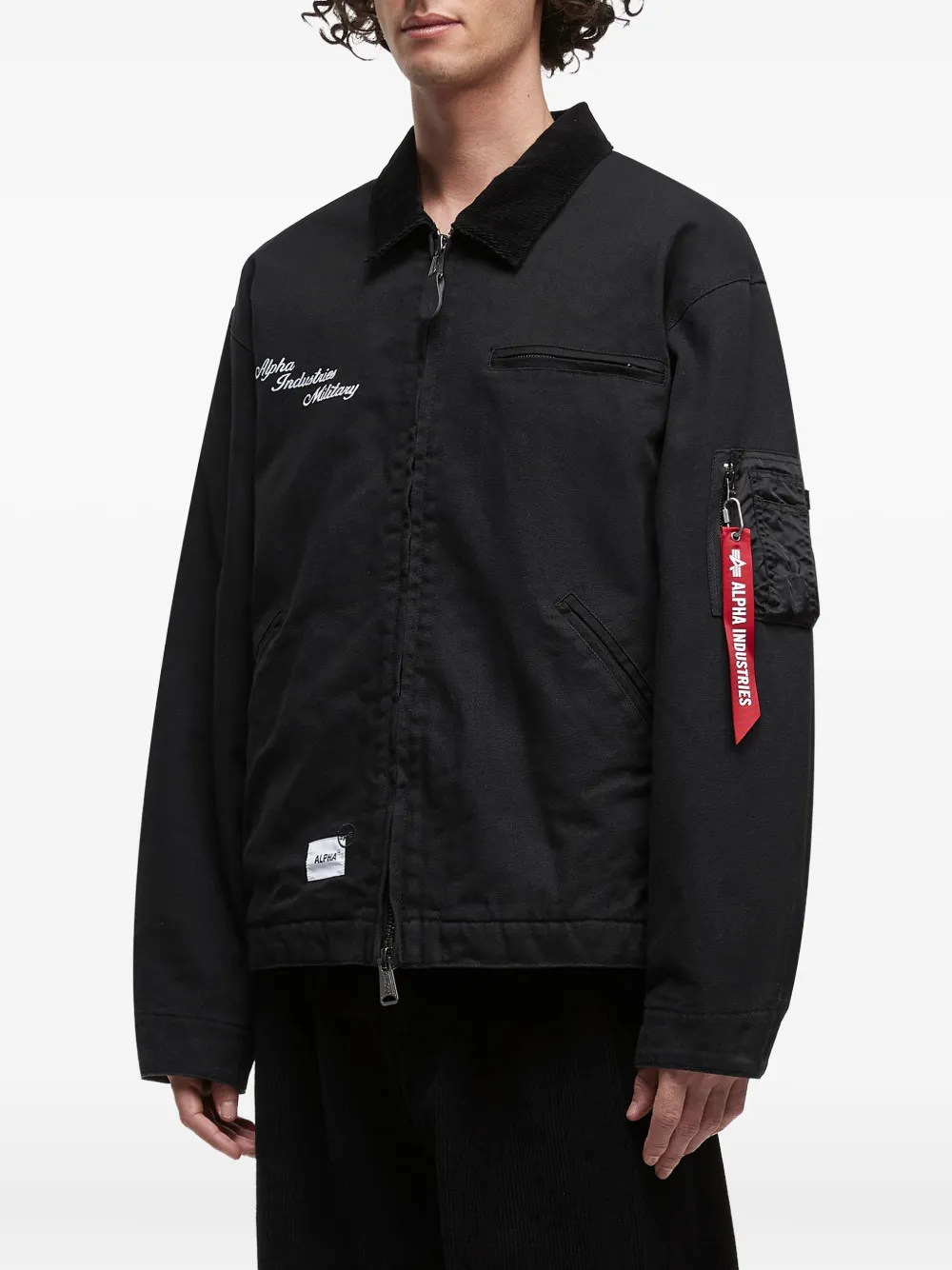Alpha Industries Embroidered Pocket Jacket In Black