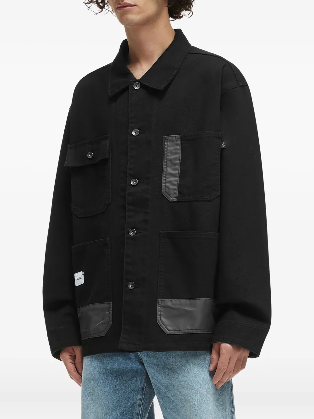 Alpha Industries Contrast-panel Cotton Jacket In Black
