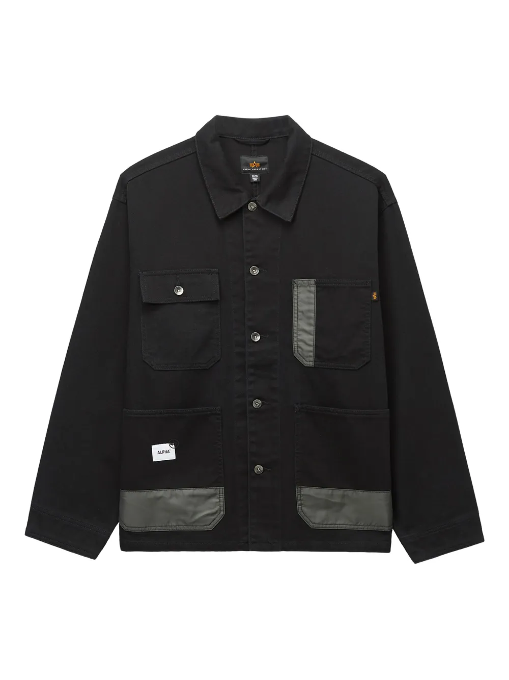 Alpha Industries contrast-panel cotton jacket | Black | Image 1