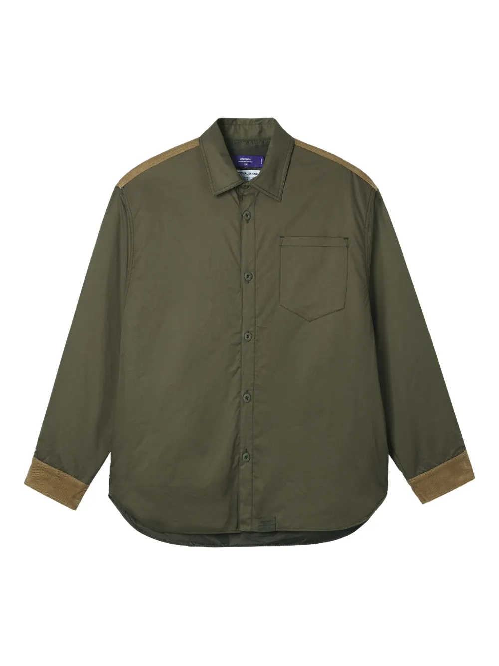 aftermaths quilted corduroy panel shirt | Green | Image 1