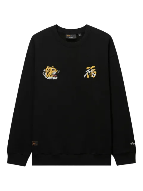 Alpha Industries tiger-embroidered crew-neck sweatshirt