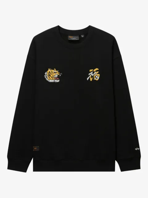 Alpha Industries tiger-embroidered crew-neck sweatshirt