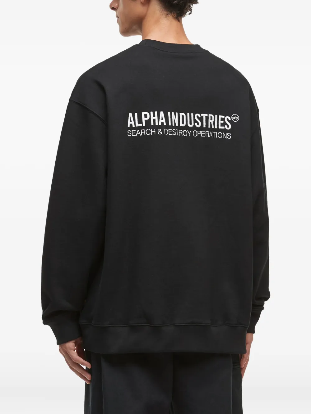 Alpha Industries Tiger-embroidered Crew-neck Sweatshirt In Black