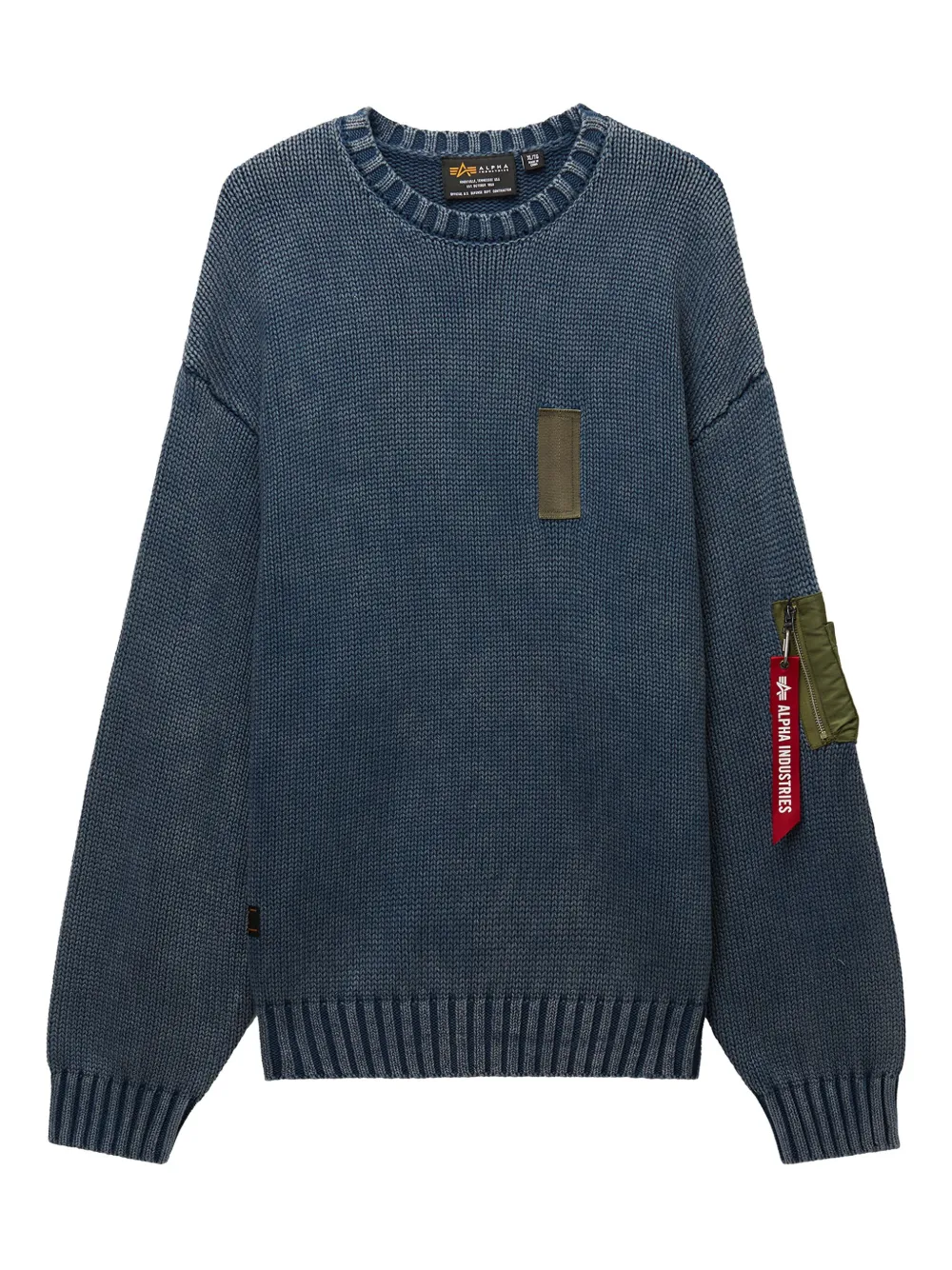 Alpha Industries pocket-patch crew-neck sweater | Blue | Image 1