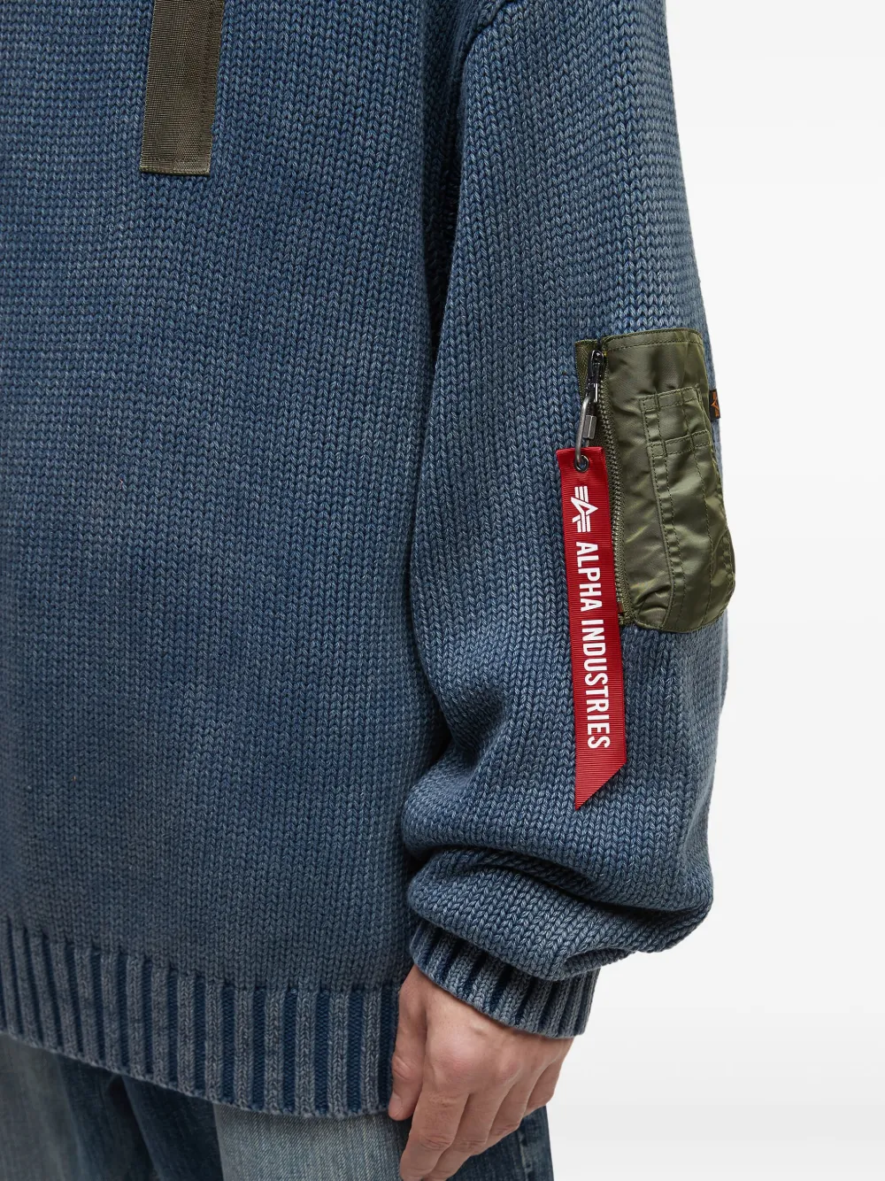 Alpha Industries Pocket-patch Crew-neck Sweater In Blue