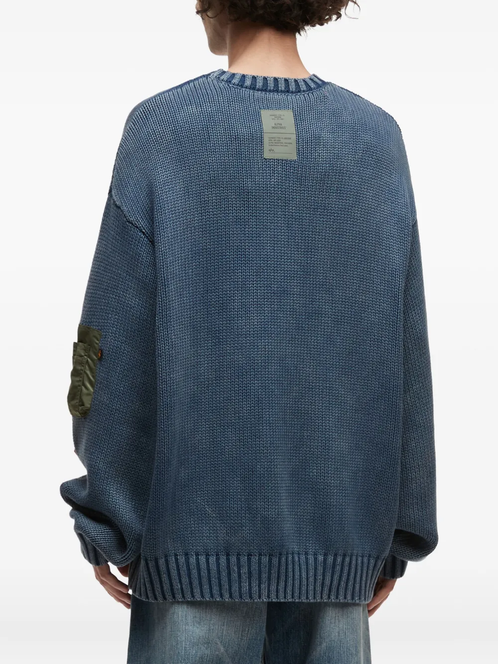 Alpha Industries Pocket-patch Crew-neck Sweater In Blue