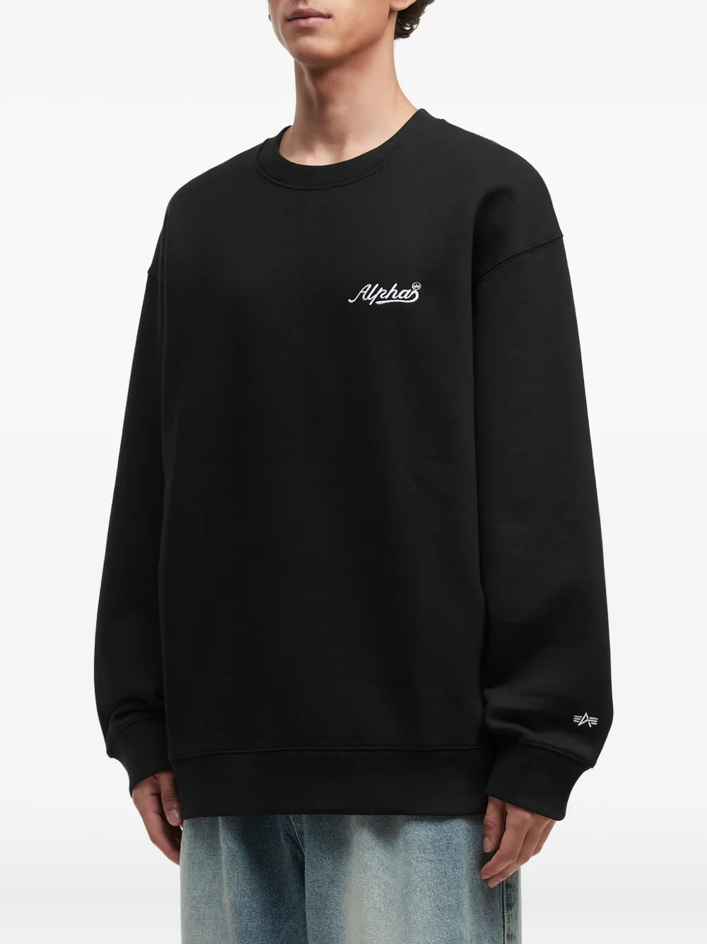 Alpha Industries Tiger-print Crew-neck Sweatshirt In Black
