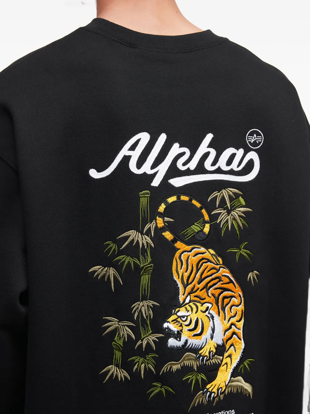 Alpha Industries Tiger-print Crew-neck Sweatshirt In Black
