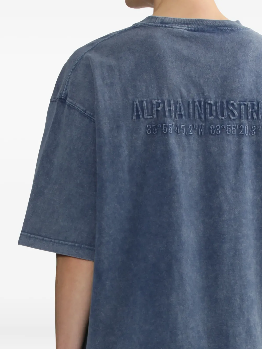 Alpha Industries Embroidered-detail Crew-neck T-shirt In Blue