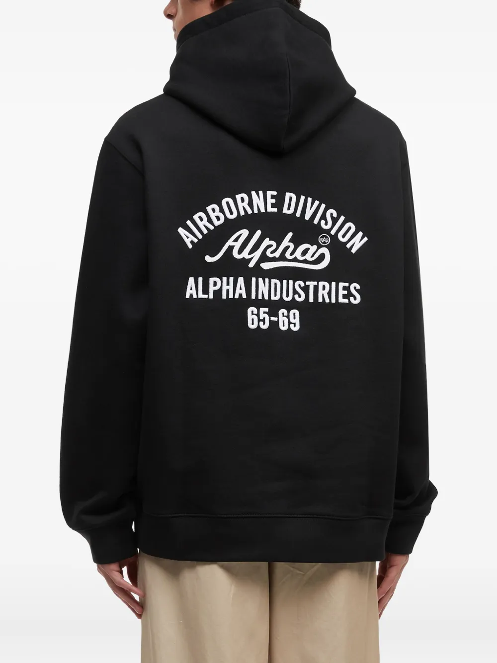 Alpha Industries Tiger-patch Embroidered-logo Hoodie In Black