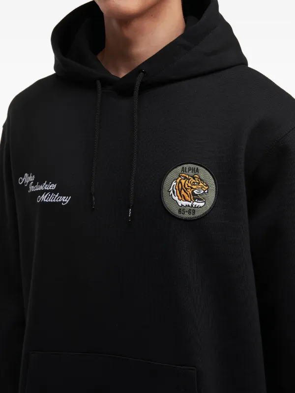 Alpha Industries tiger-patch embroidered-logo Hoodie | Black