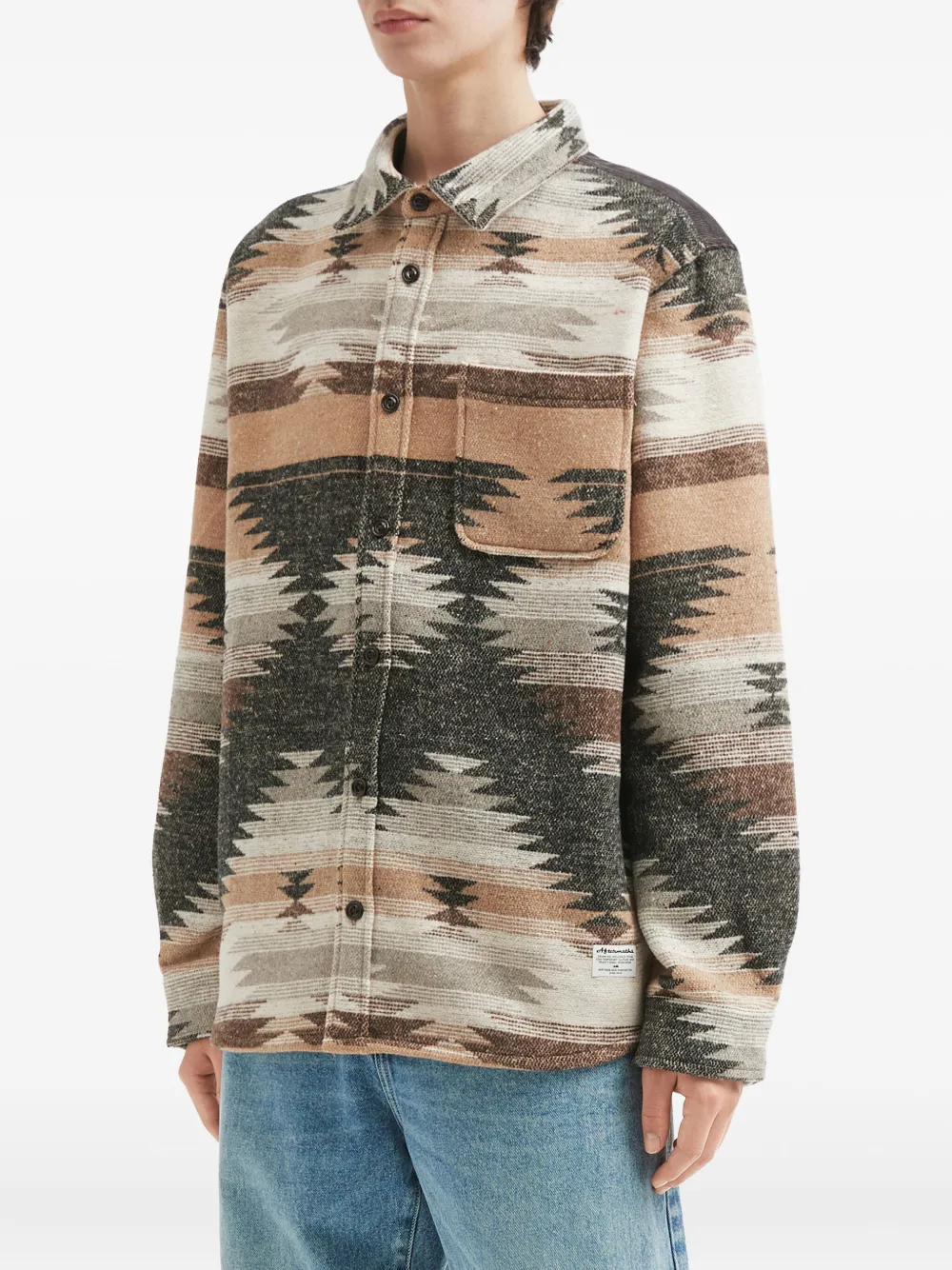 Aftermaths Ikat-pattern Chest-pocket Shirt In Multi