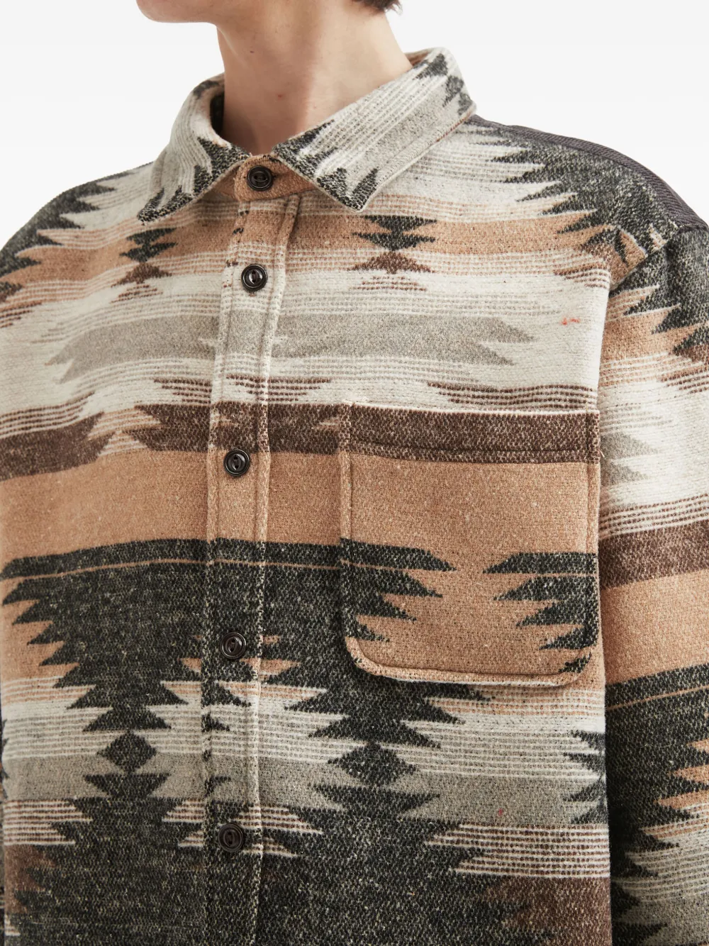 Aftermaths Ikat-pattern Chest-pocket Shirt In Multi
