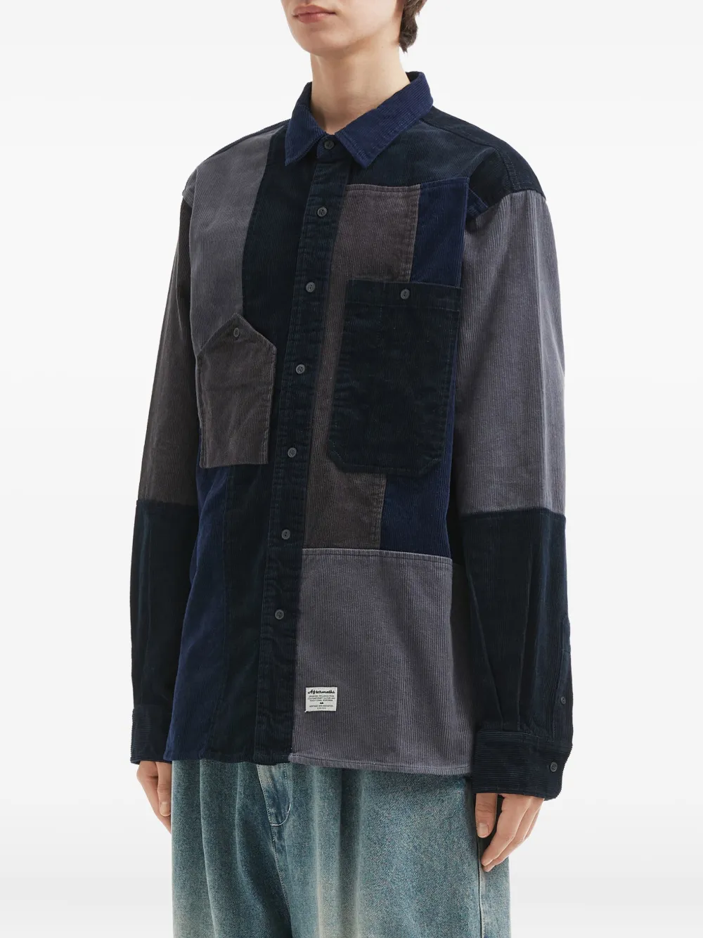 Aftermaths Patchwork Corduroy Shirt In Black