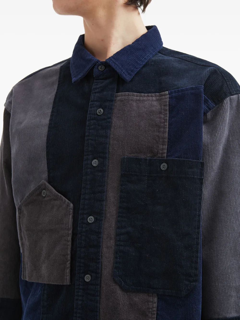 Aftermaths Patchwork Corduroy Shirt In Black