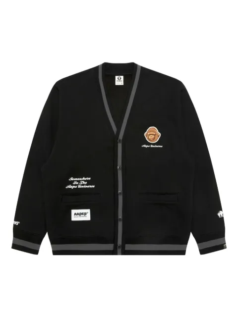 AAPE BY *A BATHING APE® embroidered ape head ribbed trim cardigan