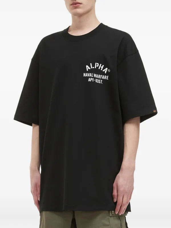 Alpha Industries print-detail Cotton T-shirt | Black | FARFETCH