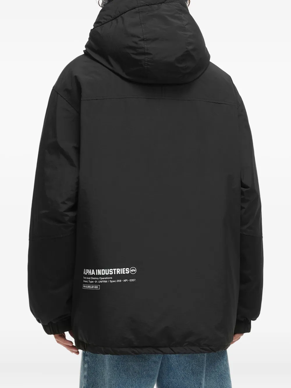 Alpha Industries Gewatteerd jack met capuchon Zwart