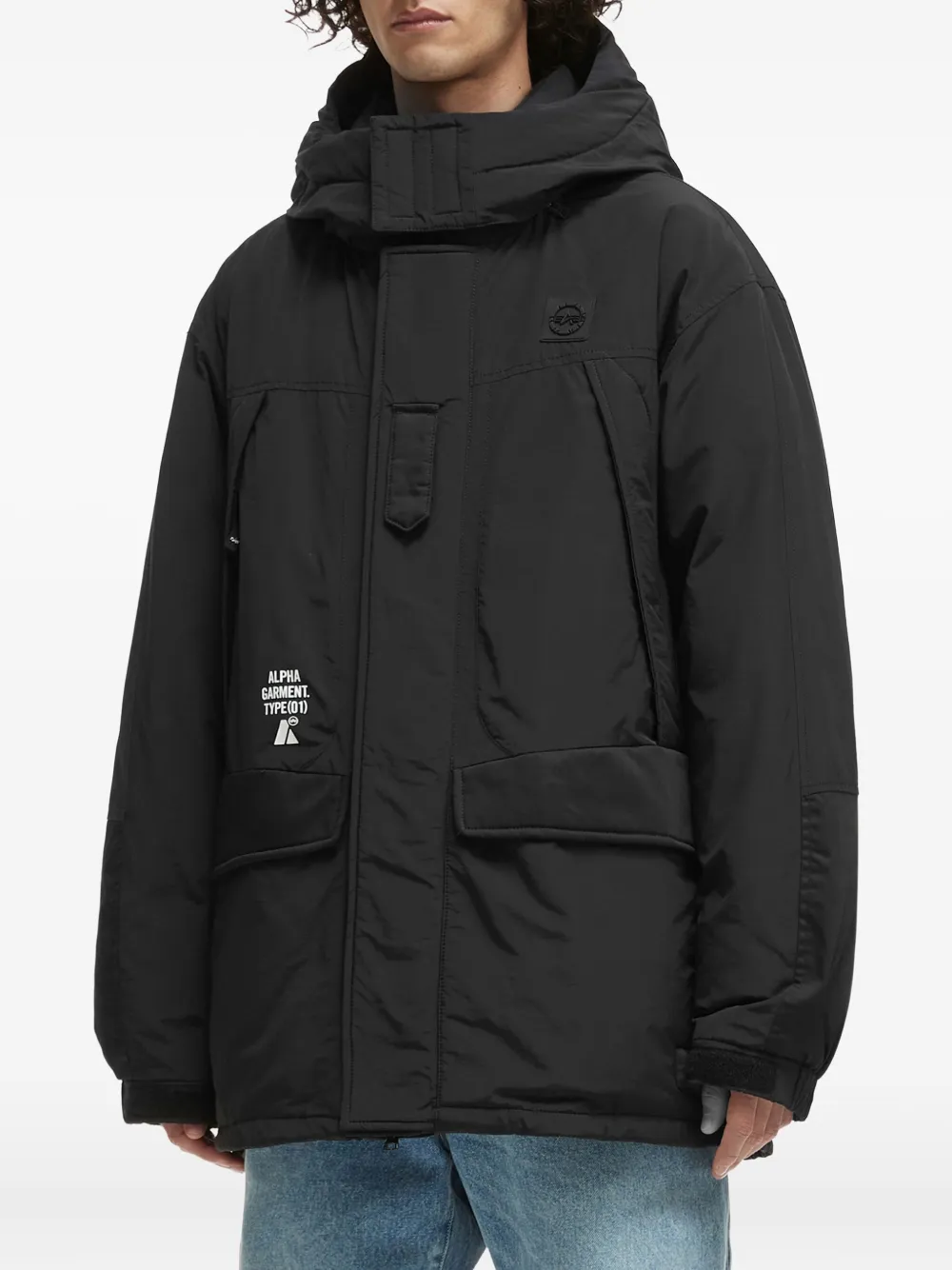 Alpha Industries Gewatteerd jack met capuchon Zwart