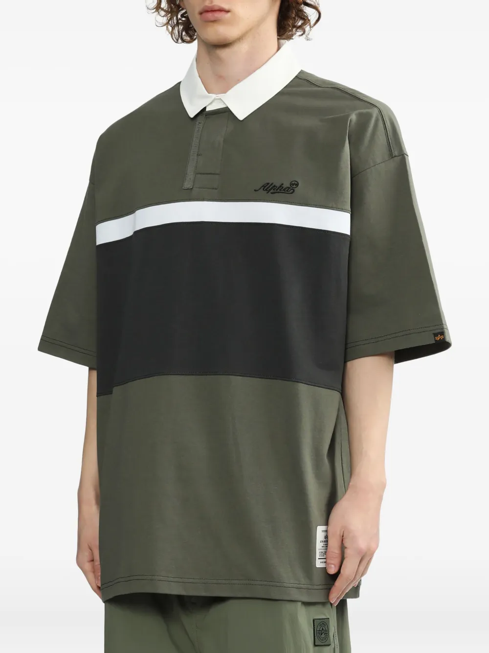 Alpha Industries Panelled Rugby Polo Shirt In Green
