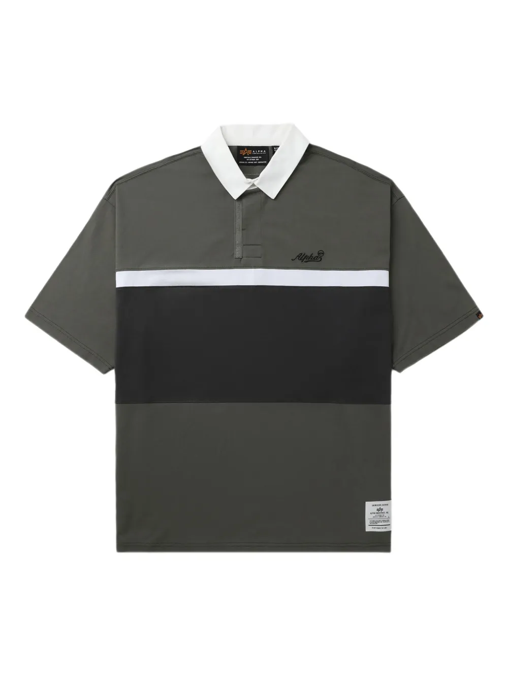 Alpha Industries panelled rugby polo shirt | Green | Image 1