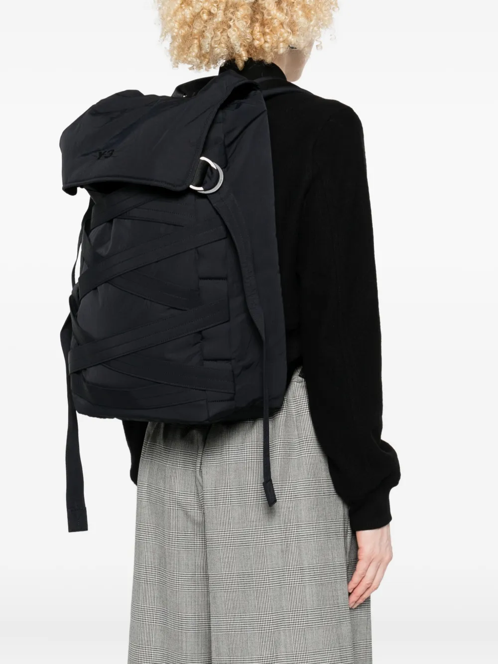 Y-3 Rugzak met banddetail - Zwart