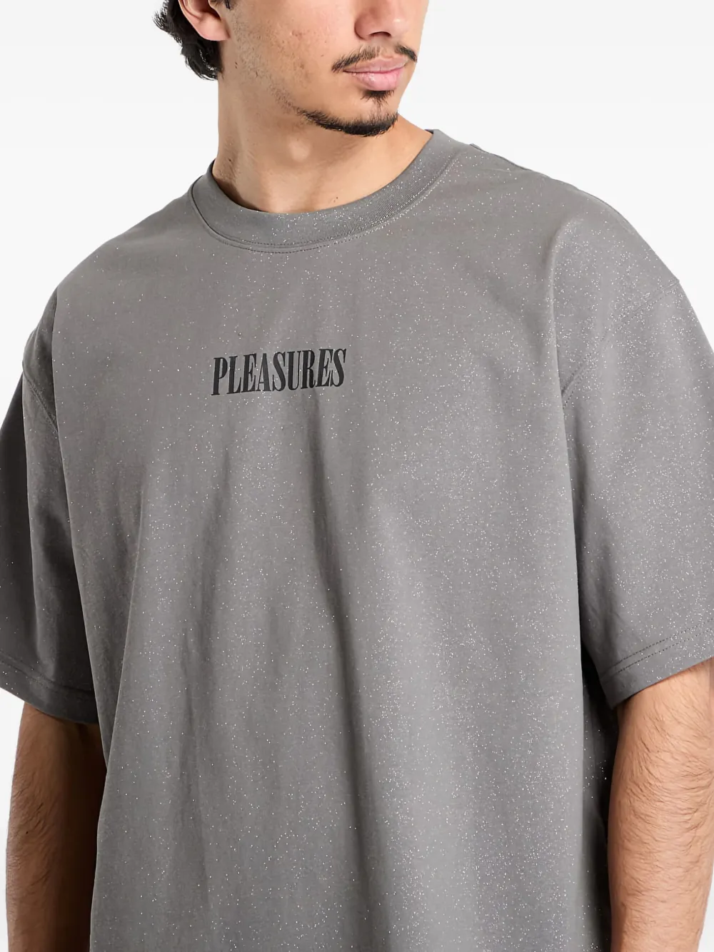 Pleasures T-shirt met logoprint Grijs