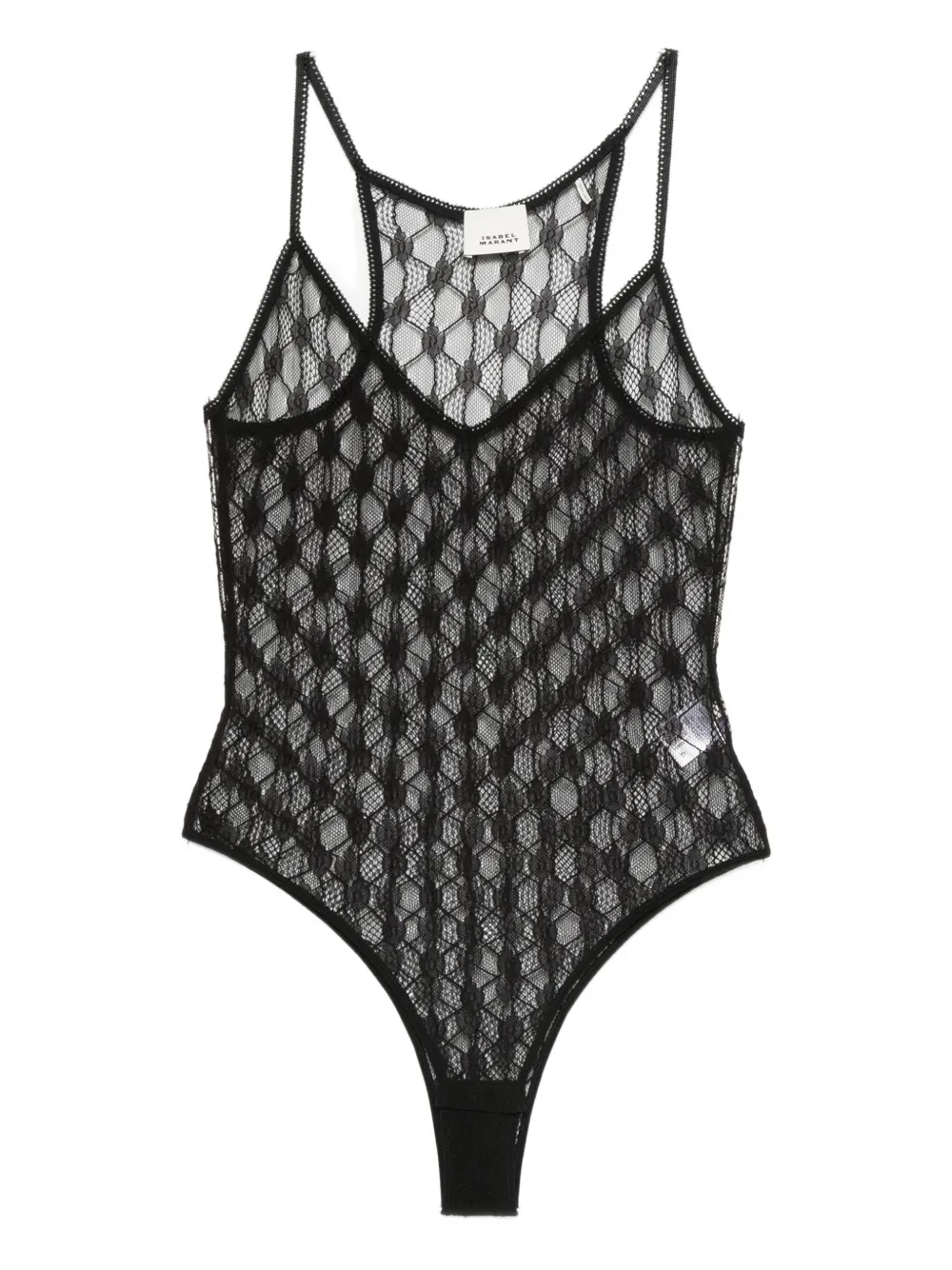 Isabel Marant Geometric-pattern Lace Bodysuit In Black