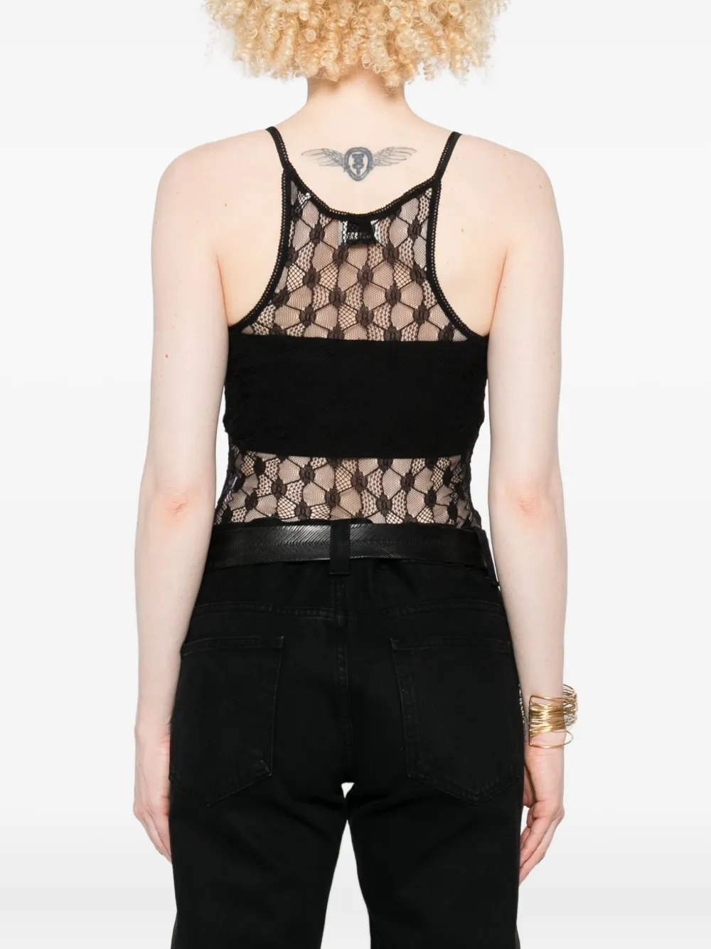 Isabel Marant Geometric-pattern Lace Bodysuit In Black