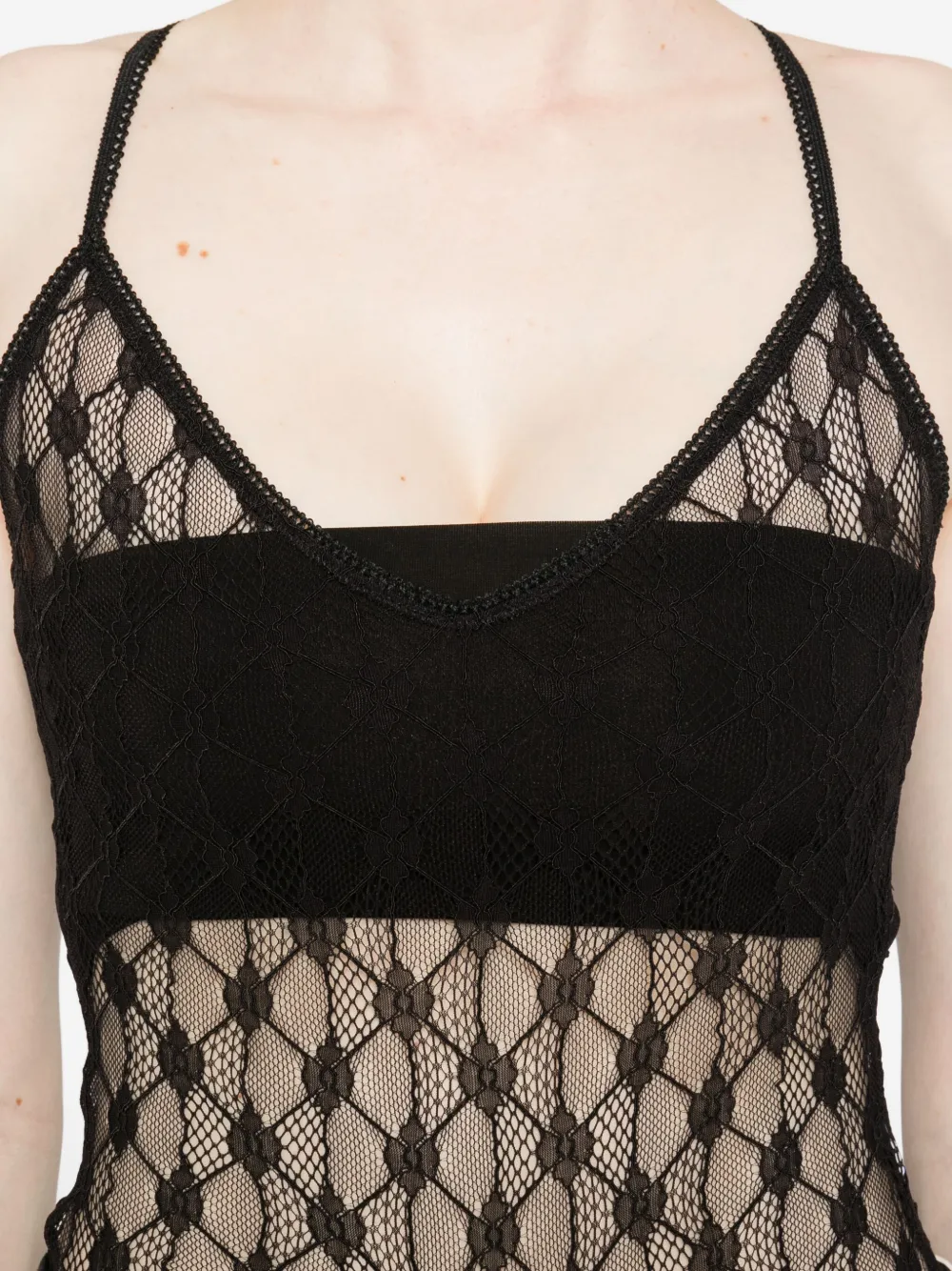 Isabel Marant Geometric-pattern Lace Bodysuit In Black