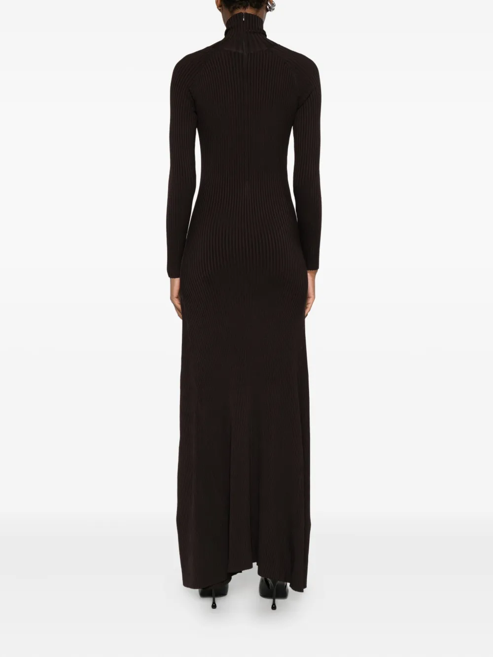 Coperni Ribbed Cut-out Dress In Brown