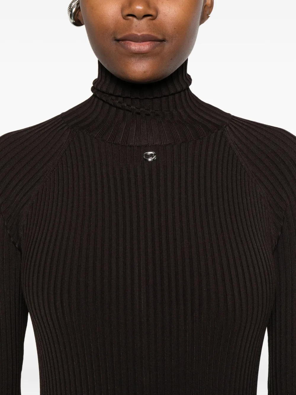 Coperni Ribbed Cut-out Dress In Brown