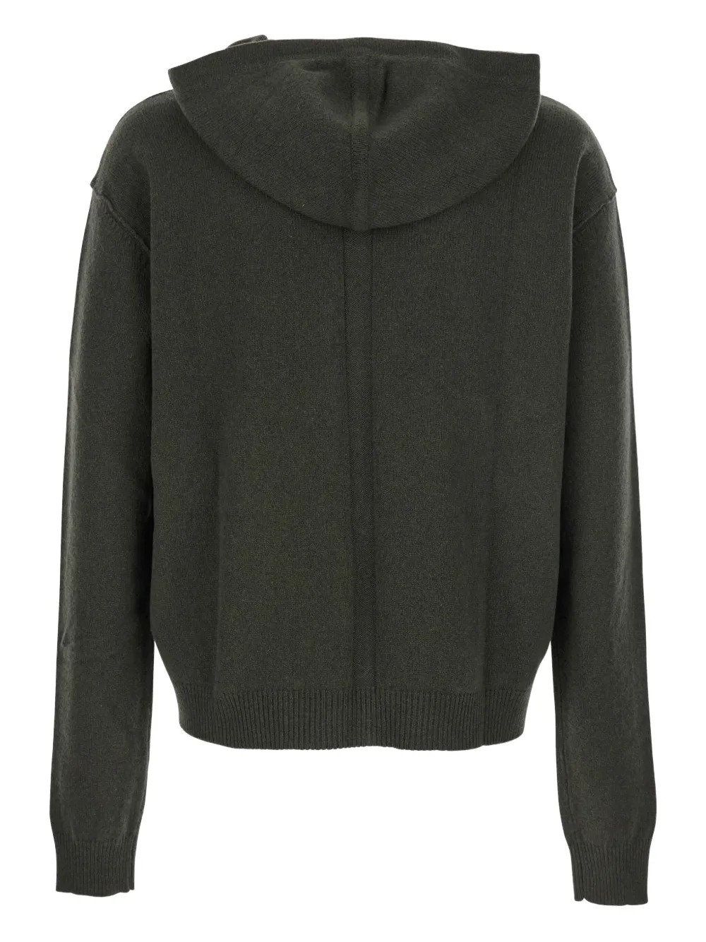 Rick Owens Green Sweatshirt With Contrasting Drawstring Hood In Cashmere And Wool Man In Green