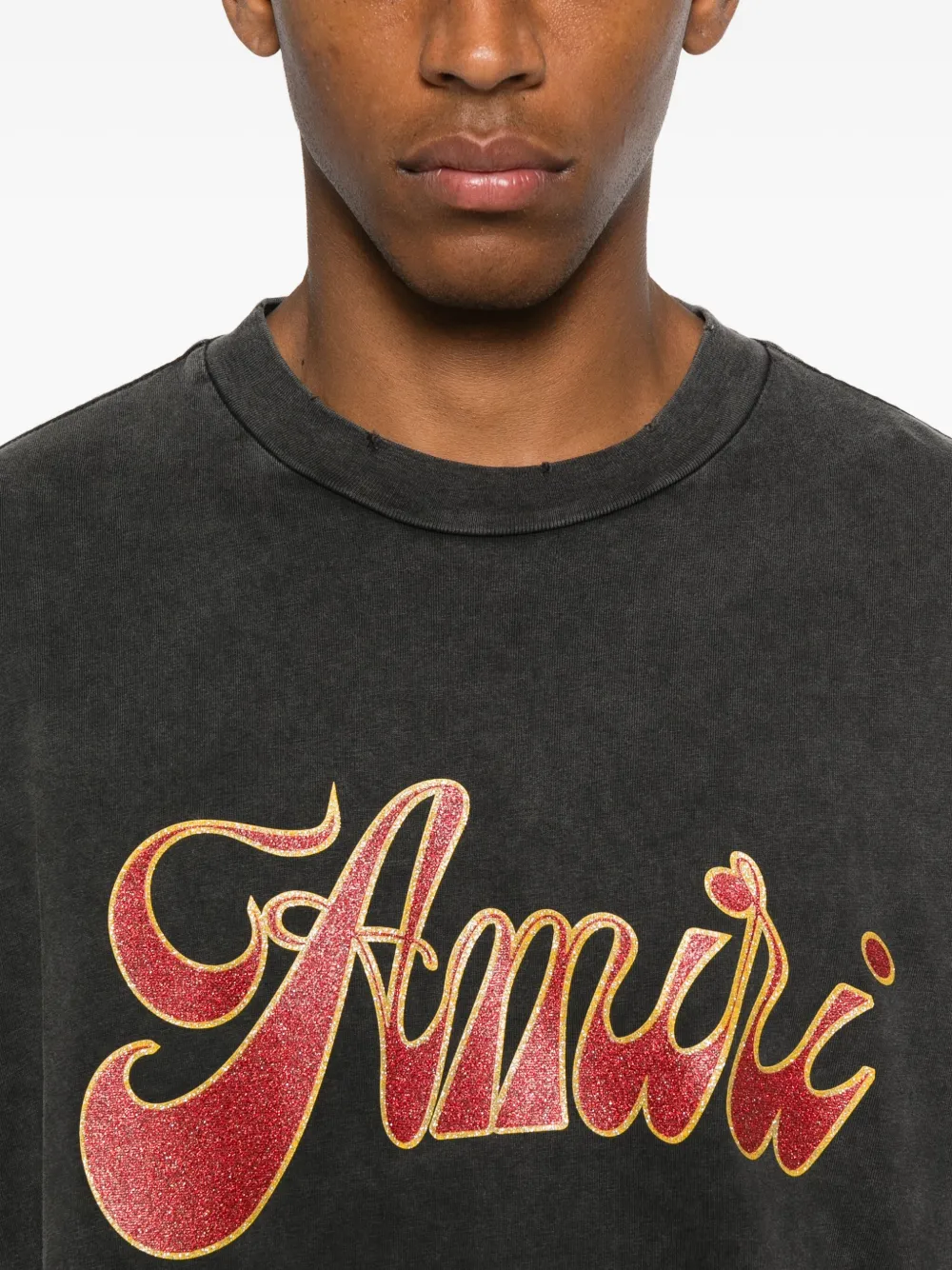 Amiri Groovy Logo-print Cotton-jersey T-shirt In Black