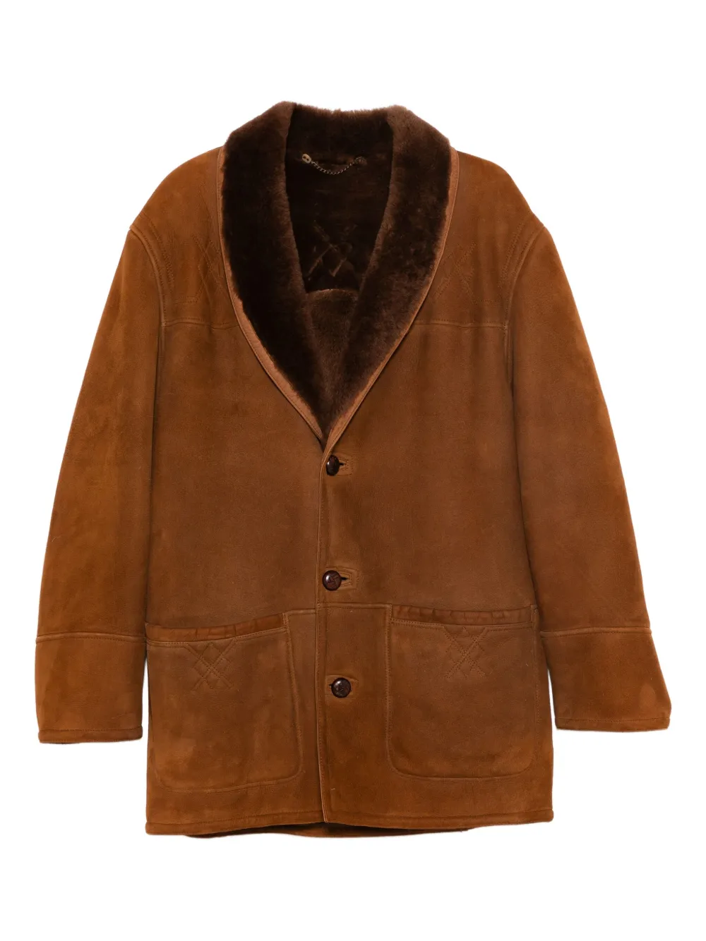 A.N.G.E.L.O. Vintage Cult 1990s テクスチャードトリム コート - ブラウン