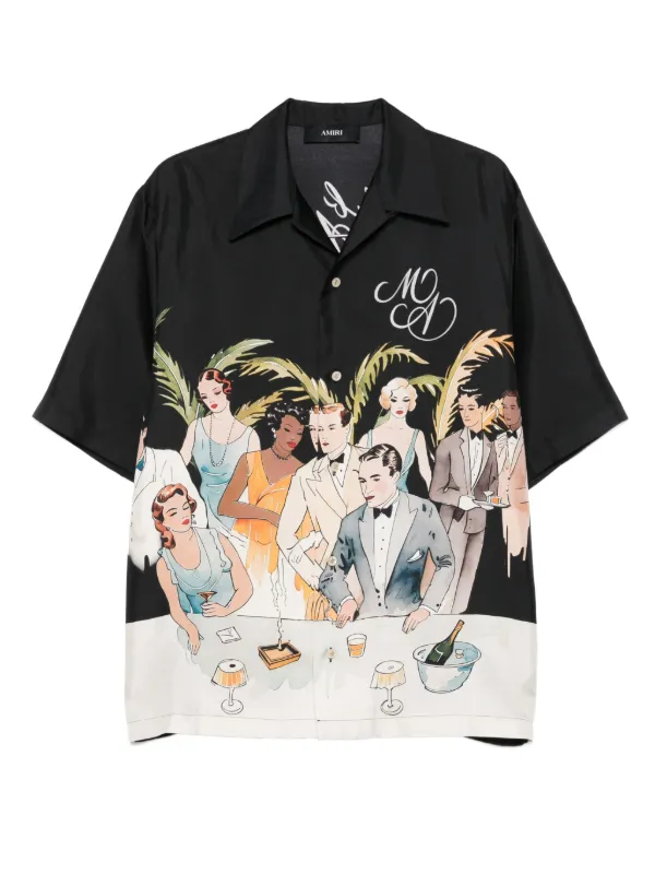 AMIRI illustration-print short-sleeve Shirt | Black | FARFETCH