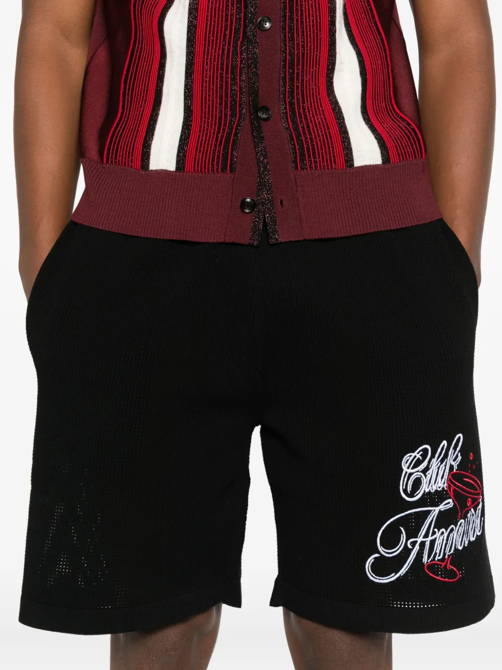 AMIRI Shorts met geborduurde tekst Zwart