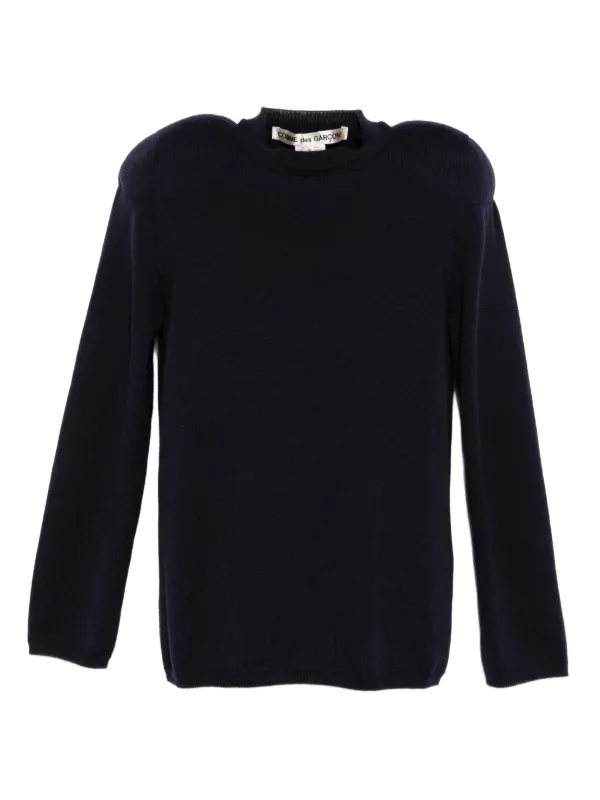 Comme des Garçons Exaggerated-shoulder Wool Jumper in Blue