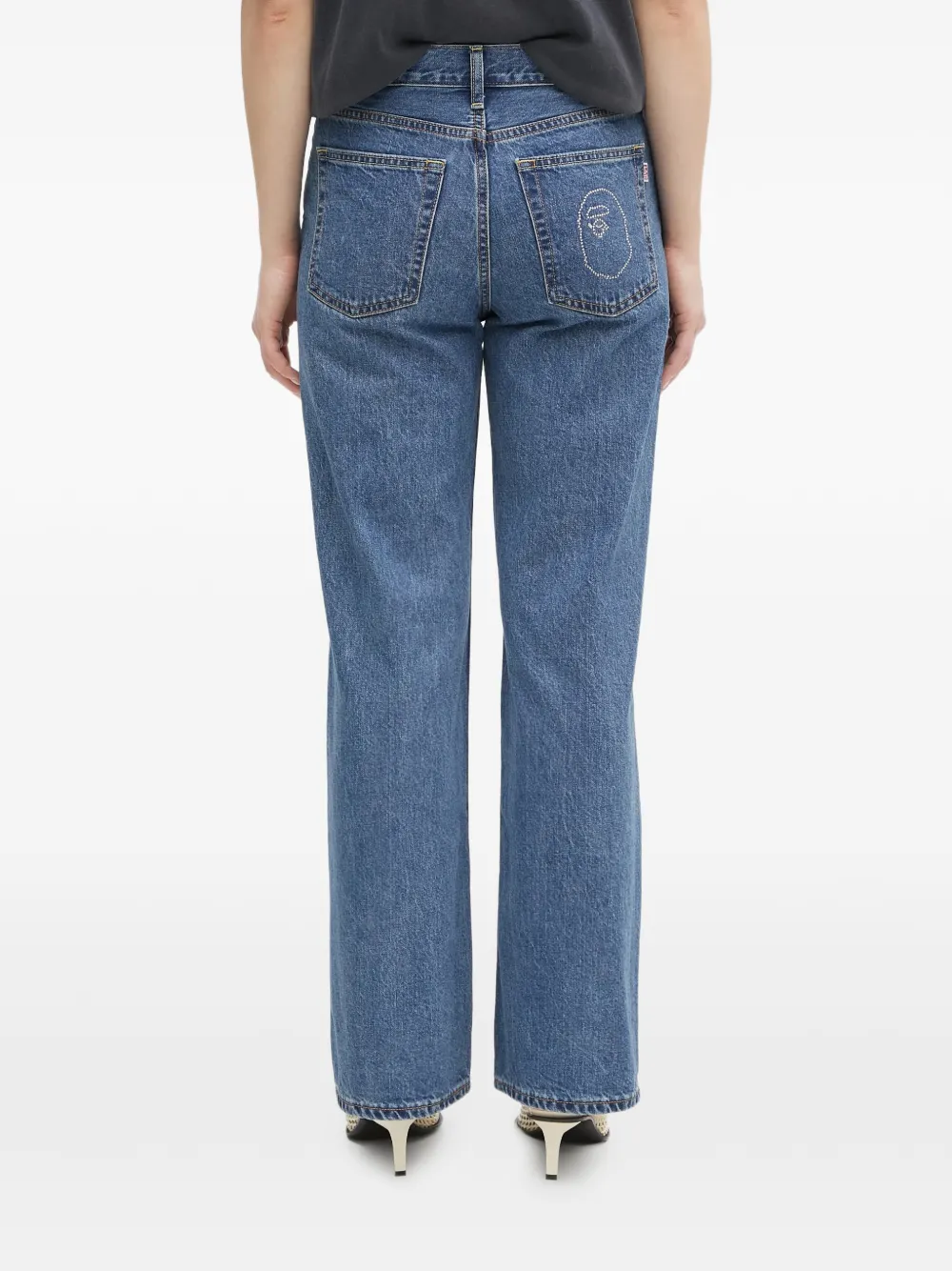 A BATHING APE Jeans met verfraaid detail Blauw