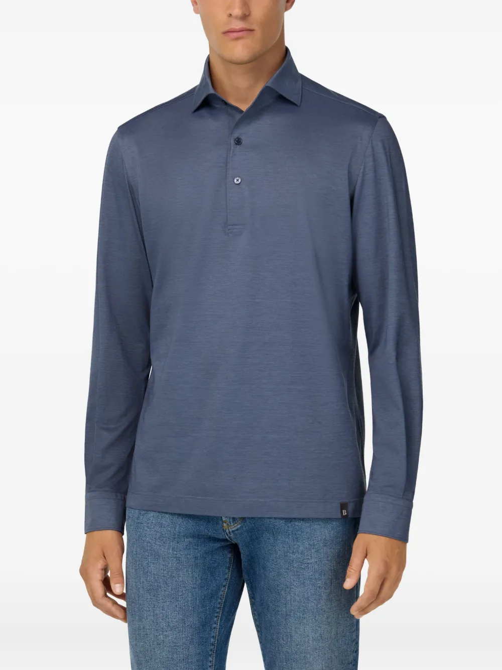 Boggi Milano Poloshirt met lange mouwen Blauw