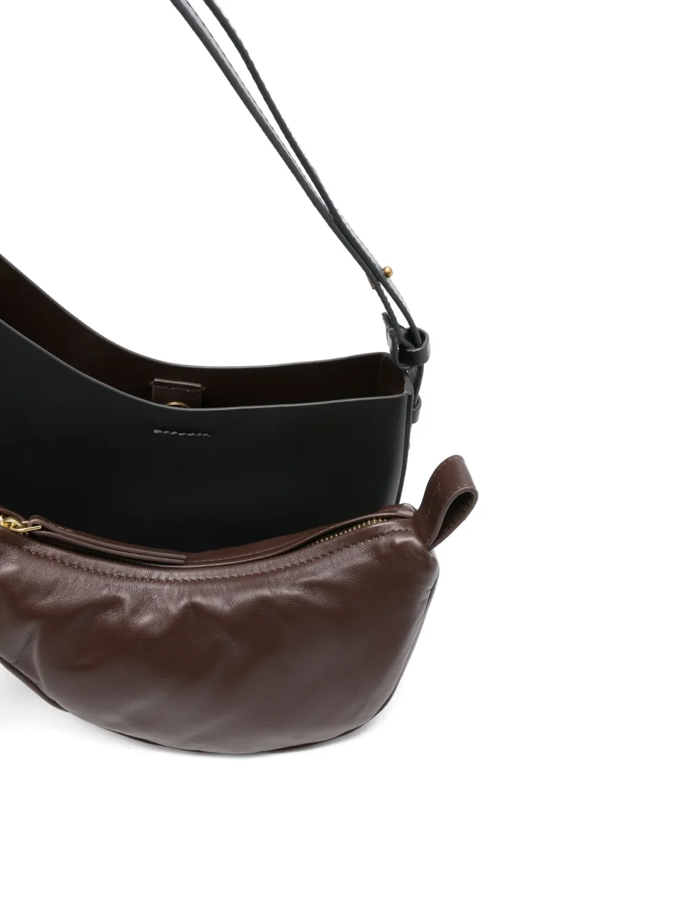 Soeur Crescent leren schoudertas Zwart