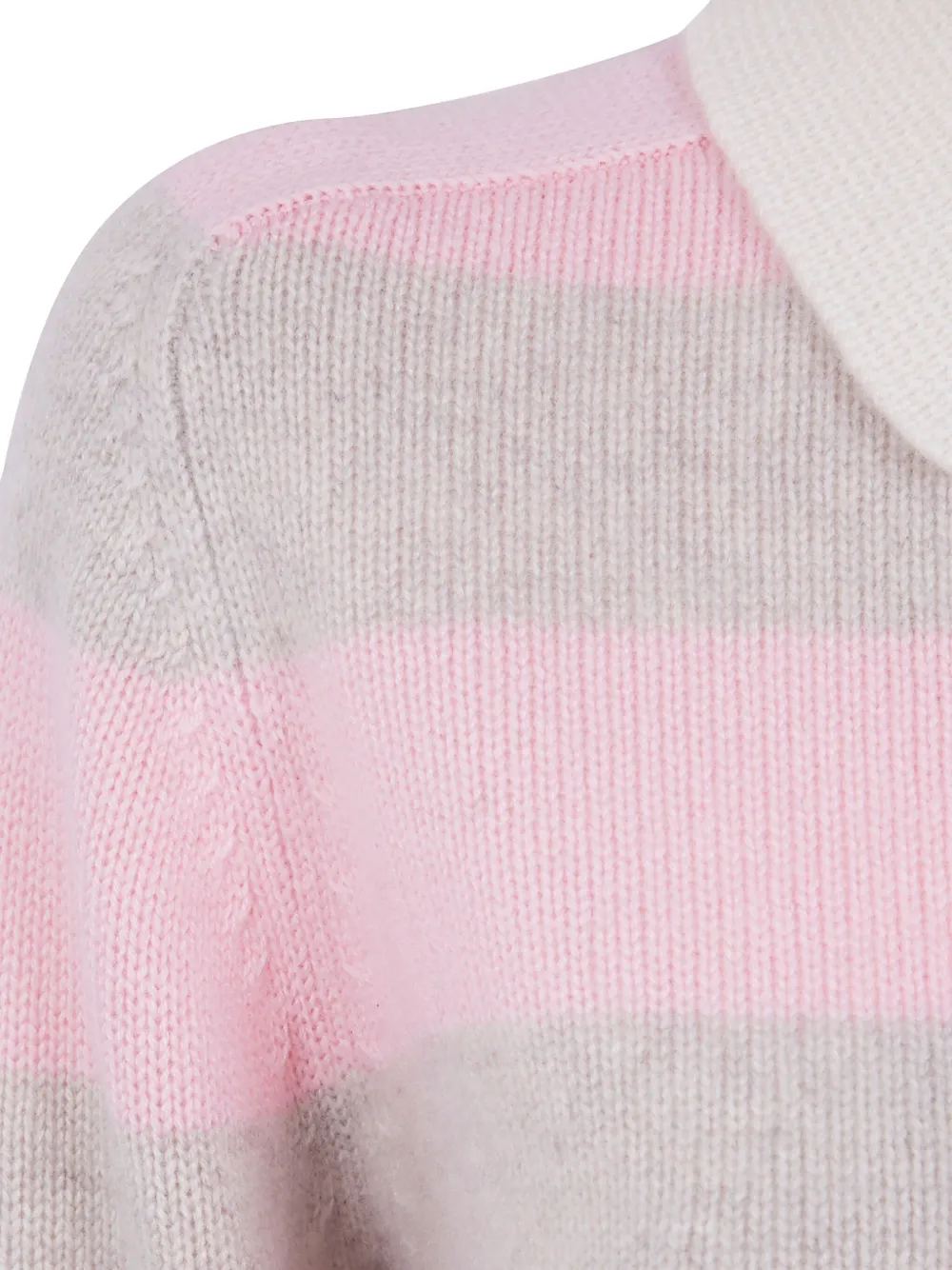 Kujten Striped Polo-neck Sweater In Pink